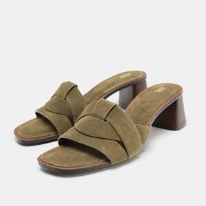 Zara Khaki Women's Heeled Mules